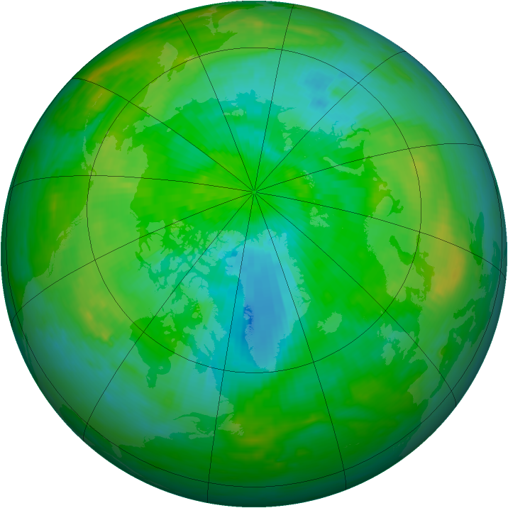 Arctic ozone map for 25 August 1980